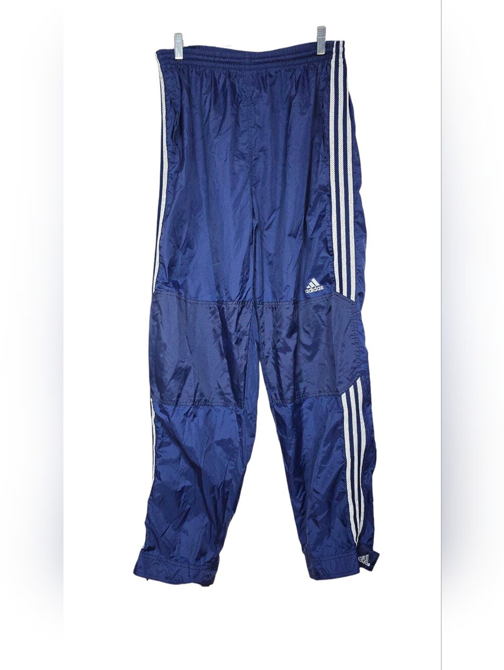 Vintage 90s Adidas Windbreaker Track Pants Mens XL Navy Blue Nylon 3 Stripes Y2K